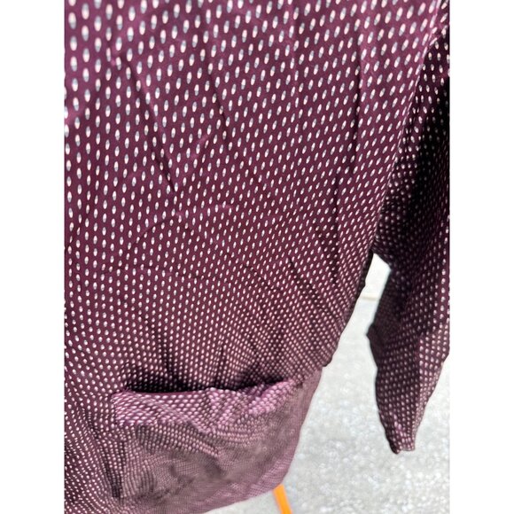 Perry Ellis Portfolio Burgundy & White Polka Dot Silk Robe L/XL - Picture 5 of 6